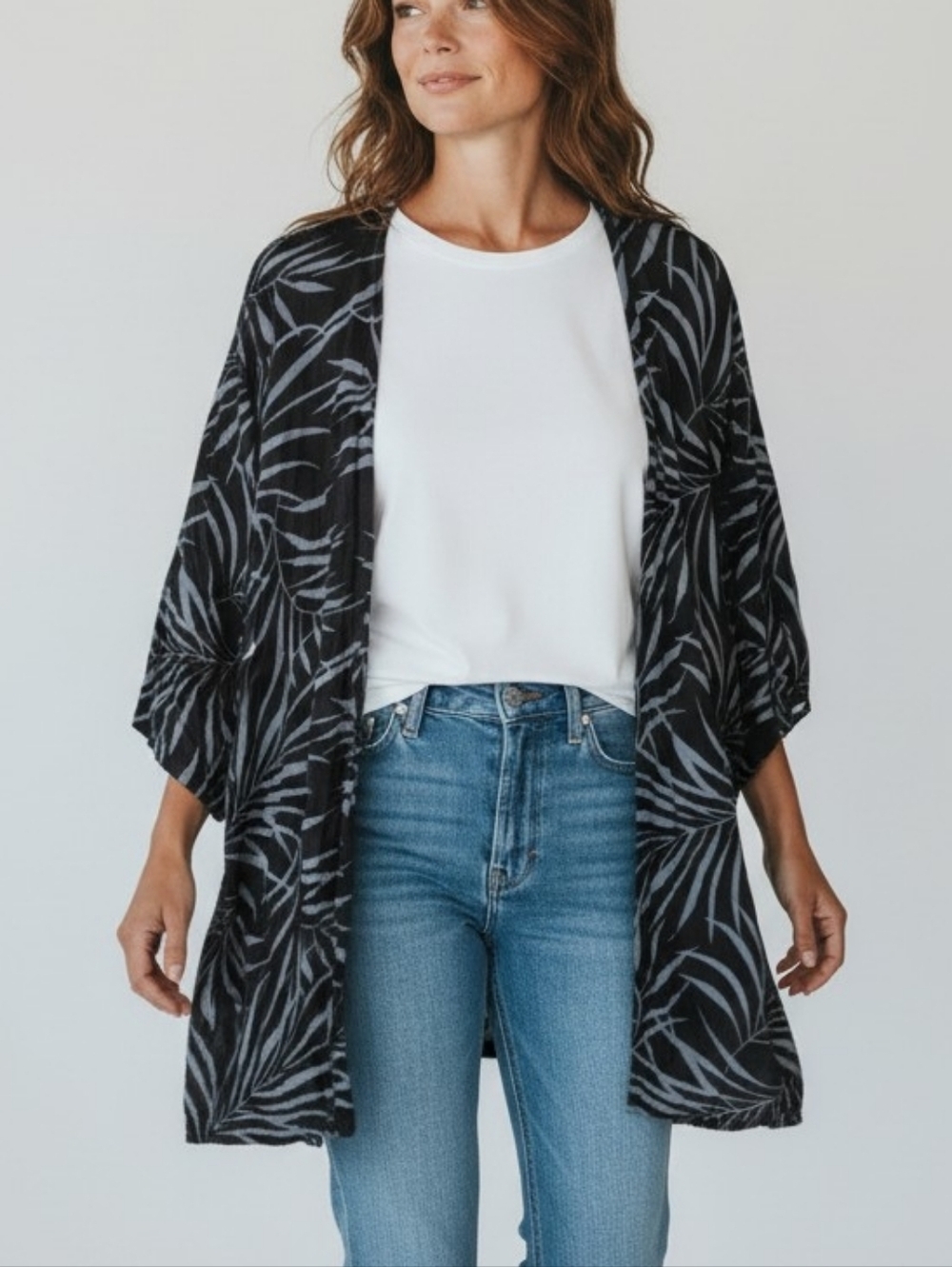 Pokoloko Kimono Coverup in the Steel Blue variant